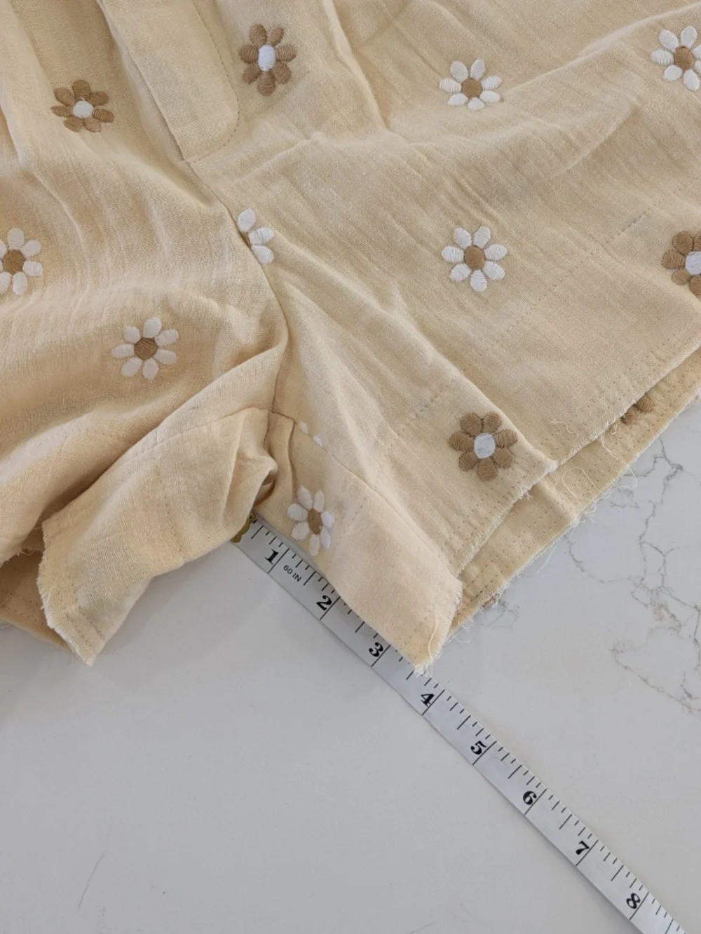 BAZISZT Casas Wildflower Embroidered Shorts Yellow Cotton Muslin Medium NWT - Picture 11 of 12